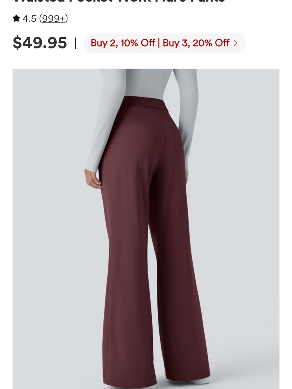 HALARA High-Rise Wide-Leg Pants in Deep Wine - Picture 3 of 6